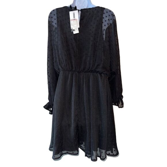Urban Outfitters Lumiere Black Long Sleeve Swiss Dot
Dolman Dress Size Large - Picture 2 of 8
